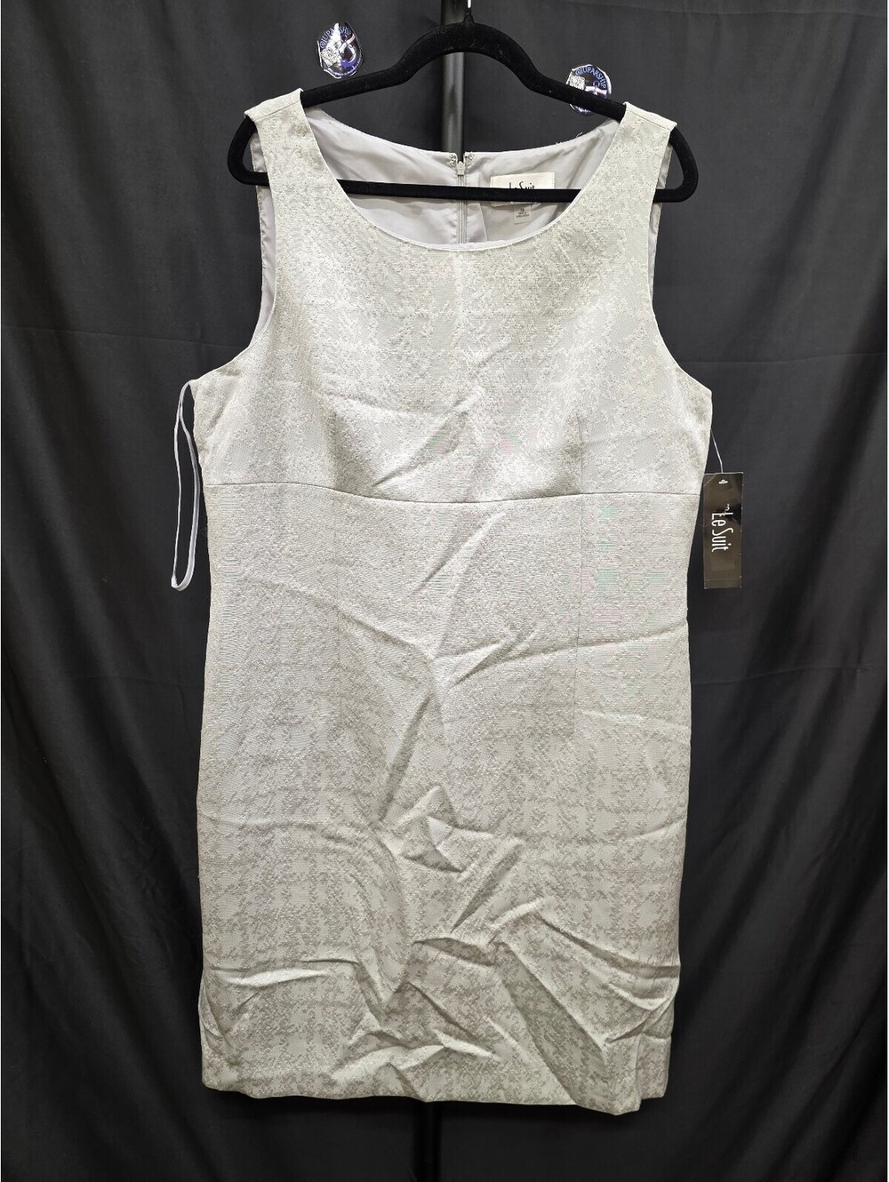 LE SUIT TEXTURED JACQUARD LONG SHEATH DRESS SET PLATINUM SIZE 18